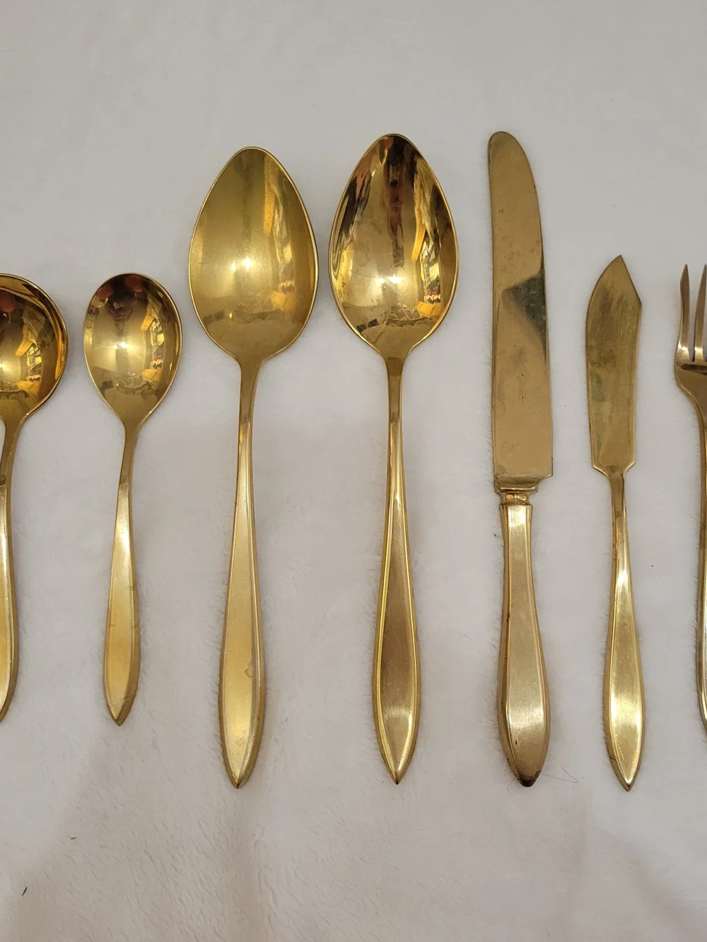 Vintage Dirilyte Regal 59 Pc Gold Flatware Set Mid-Century Complete Collection